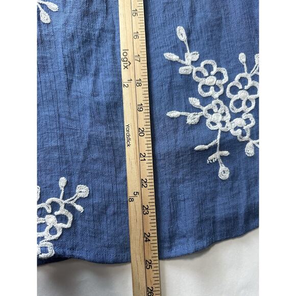 ANNELIEGE Gauze Top L (fits as M) Scoop Neck 3/4 Slvs. Embroidery Boho - Picture 11 of 11
